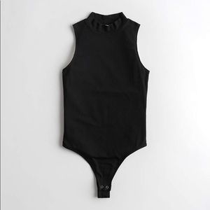 Hollister Mock Neck Black Ribbed Bodysuit